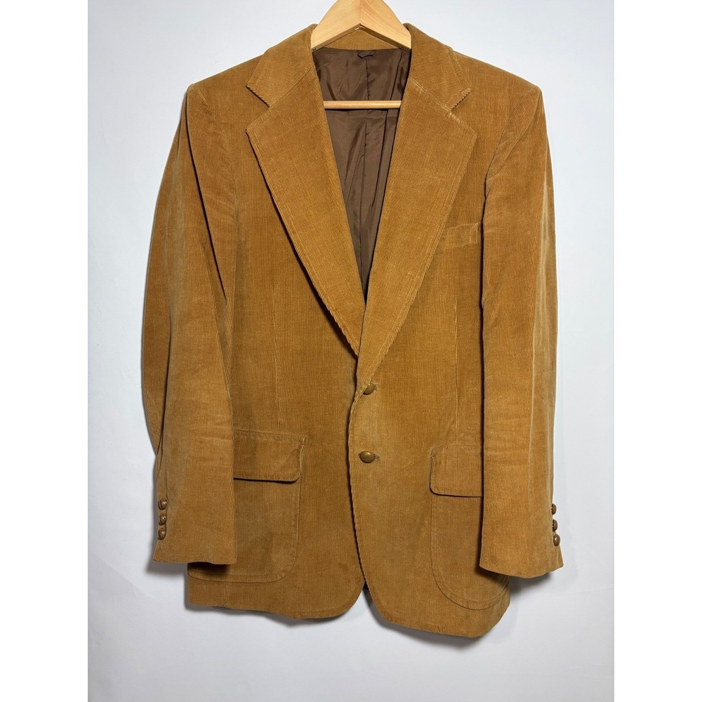 Vintage 1970s Sears The Mens Store Tan Corduroy Blazer Jacket Sport Coat‎ Sz 40R